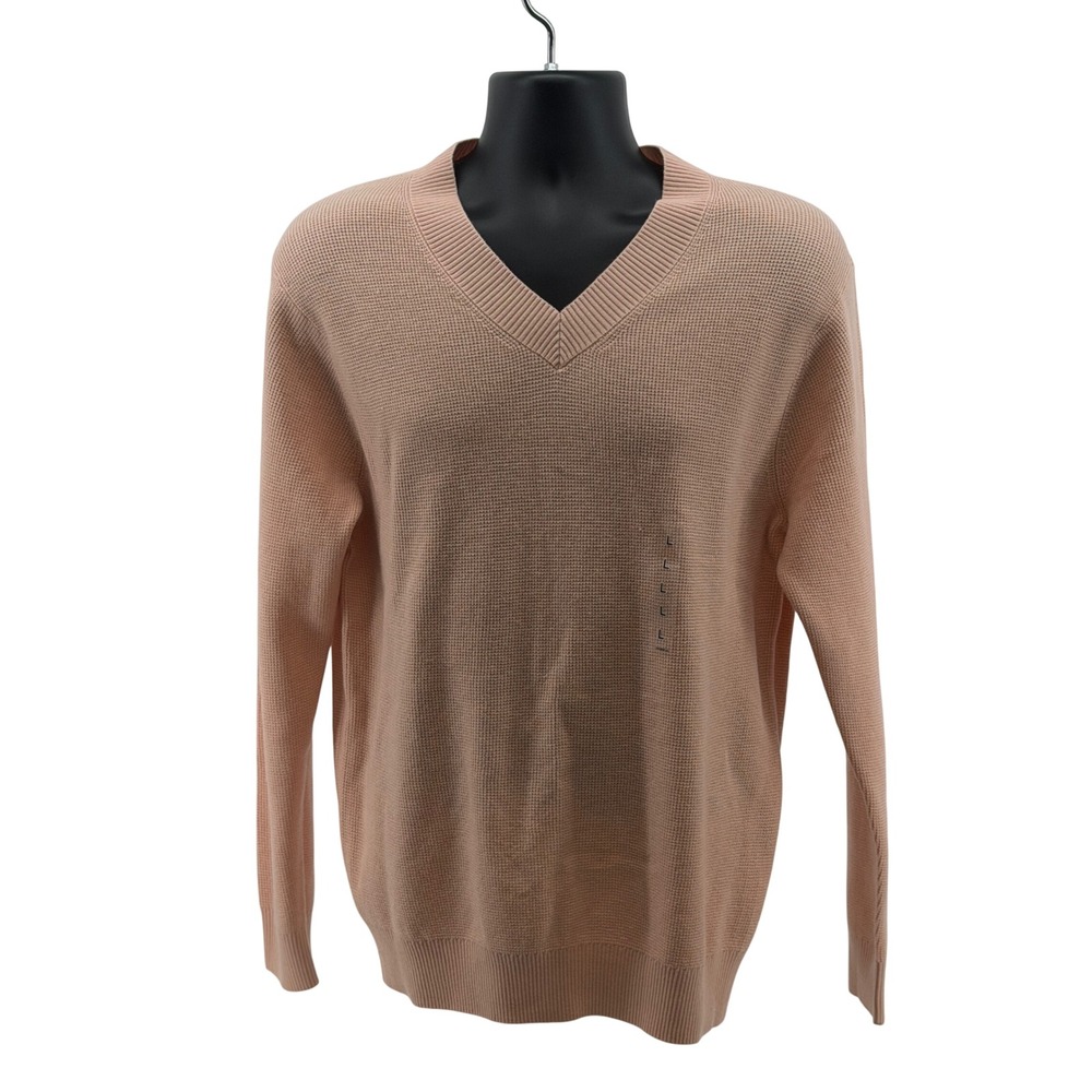 NWOT Uniqlo Sweater Mens L V-Neck Waffle Knit Long Sleeve Pullover Casual